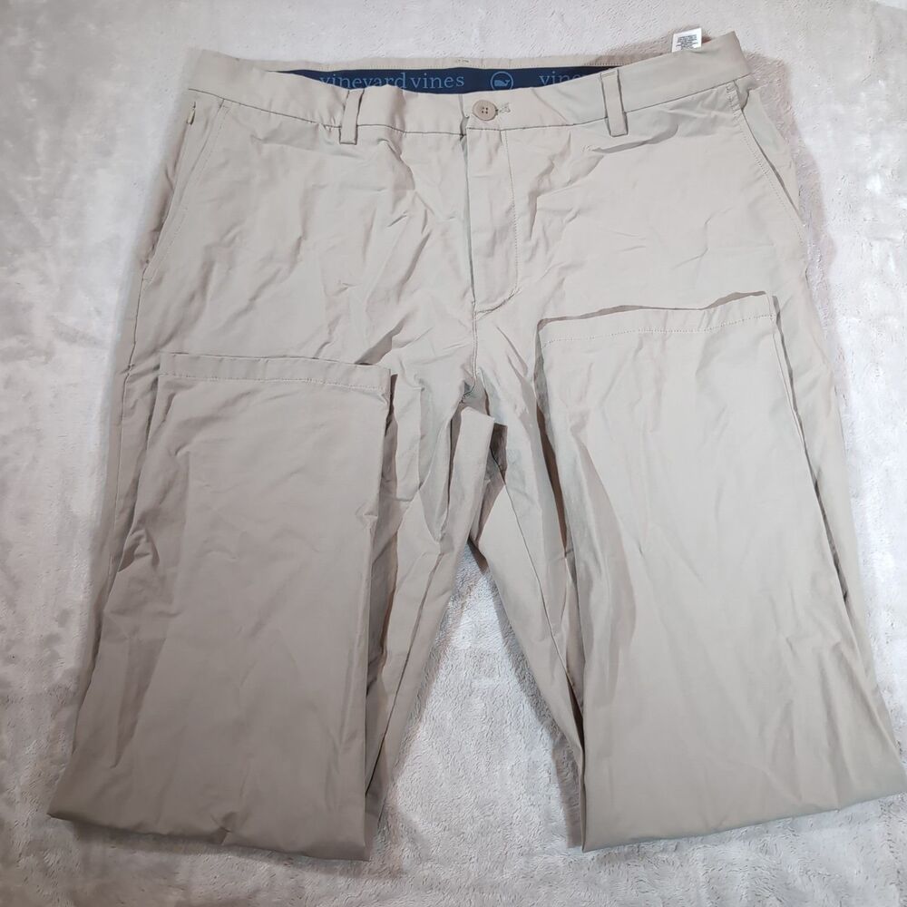 Vineyard Vines On The Go OTG Pants 38x30 (37x29) Flat Front Chino Gray Golf‎